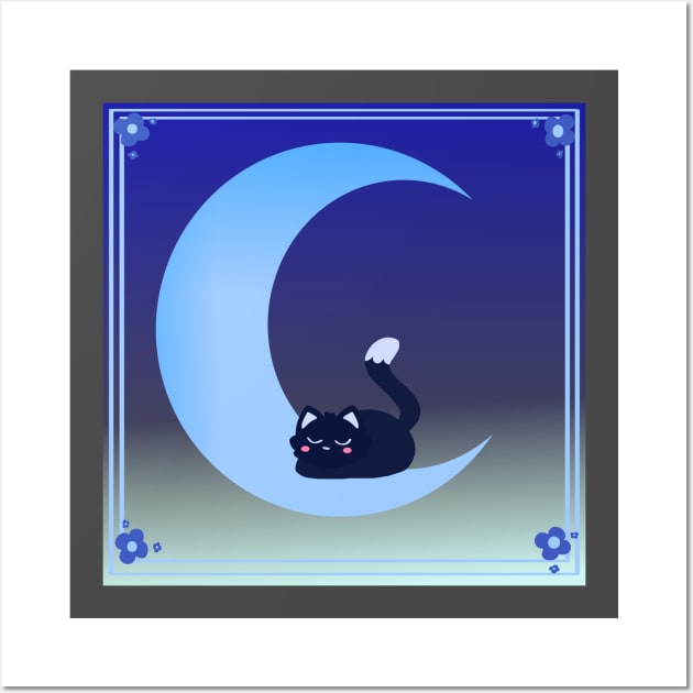 Moon cat Wall Art by Ashe Cloud